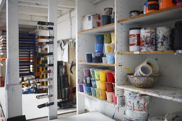 Shelves of colourful craft supplies
